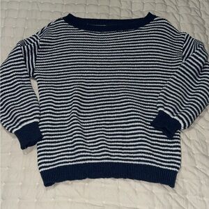 Navy and White Striped Women's Sweater